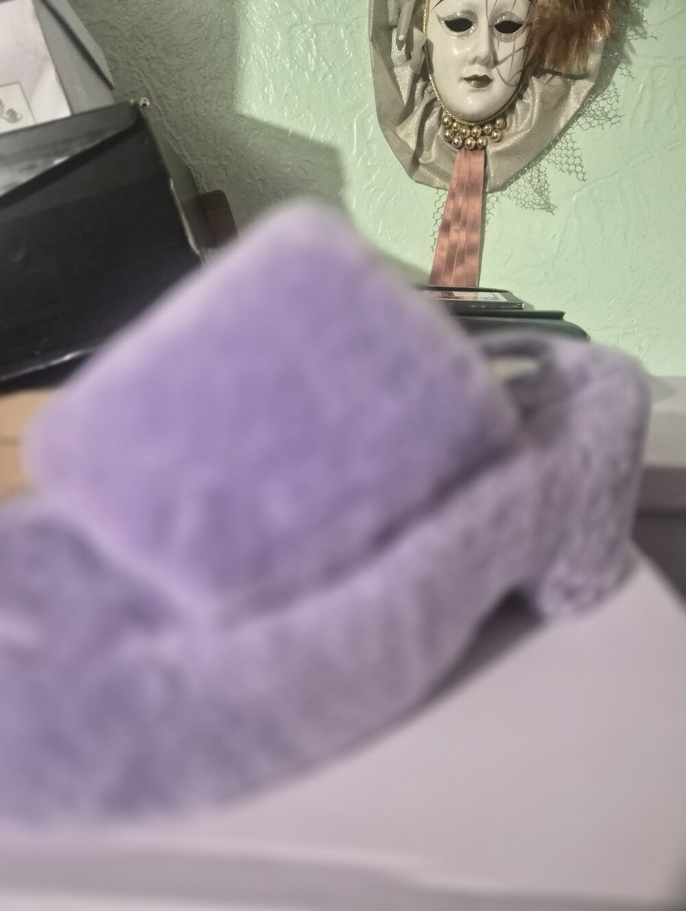 TOP Moda Lavender Fuzzy Slip-On Mule